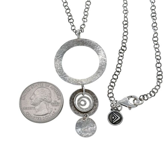 Vintage Israel Silpada Sterling Silver 925 Triple Disc Pendant Necklace 18.5" - Picture 3 of 5